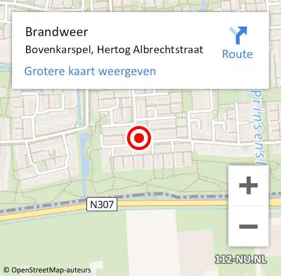 Locatie op kaart van de 112 melding: Brandweer Bovenkarspel, Hertog Albrechtstraat op 16 januari 2014 18:22