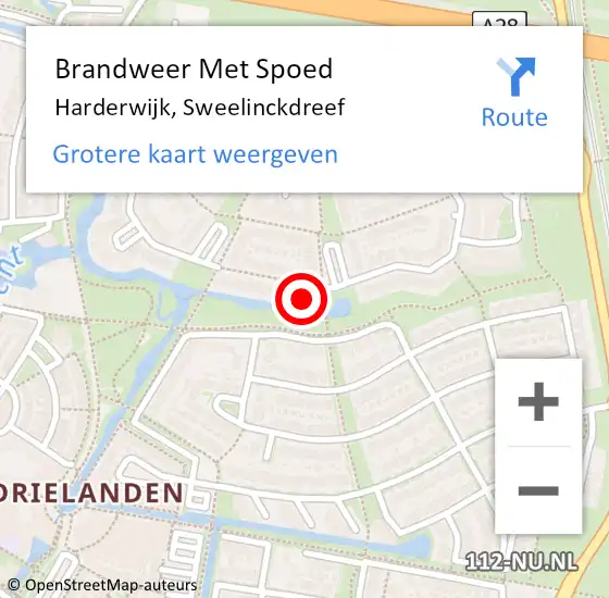 Locatie op kaart van de 112 melding: Brandweer Met Spoed Naar Harderwijk, Sweelinckdreef op 10 april 2017 19:29