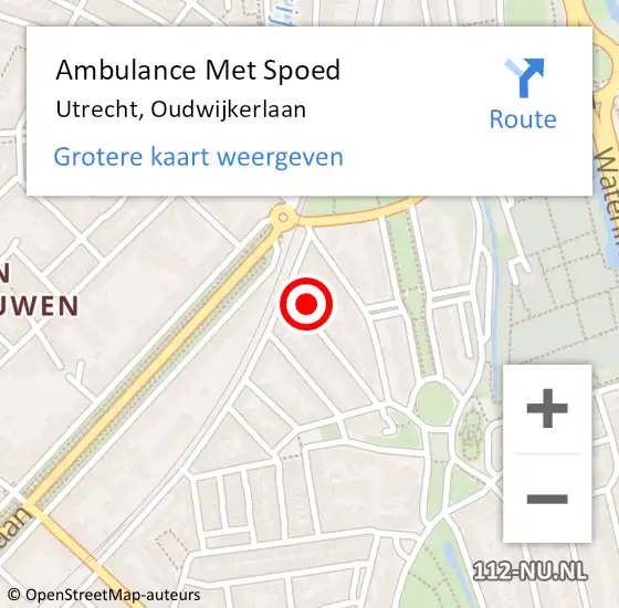 Locatie op kaart van de 112 melding: Ambulance Met Spoed Naar Utrecht, Oudwijkerlaan op 16 januari 2014 18:24