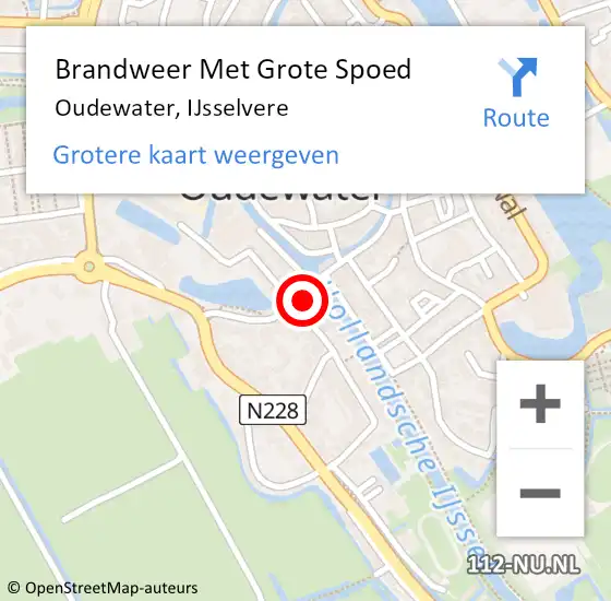 Locatie op kaart van de 112 melding: Brandweer Met Grote Spoed Naar Oudewater, IJsselvere op 10 april 2017 20:01