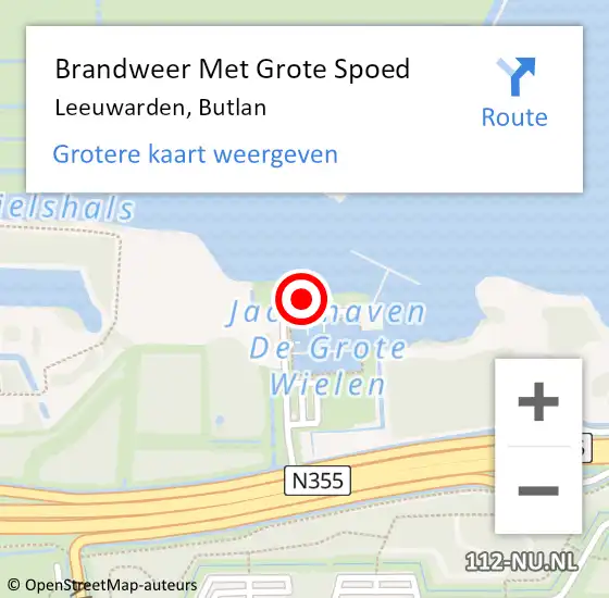 Locatie op kaart van de 112 melding: Brandweer Met Grote Spoed Naar Leeuwarden, Butlan op 10 april 2017 20:46