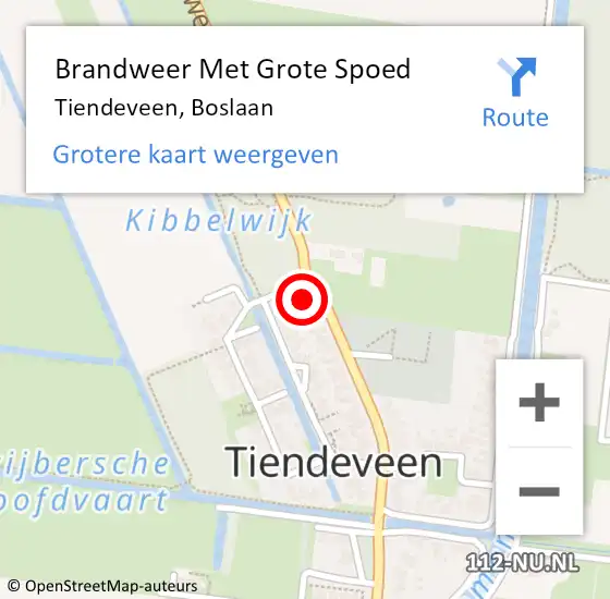 Locatie op kaart van de 112 melding: Brandweer Met Grote Spoed Naar Tiendeveen, Boslaan op 10 april 2017 21:30