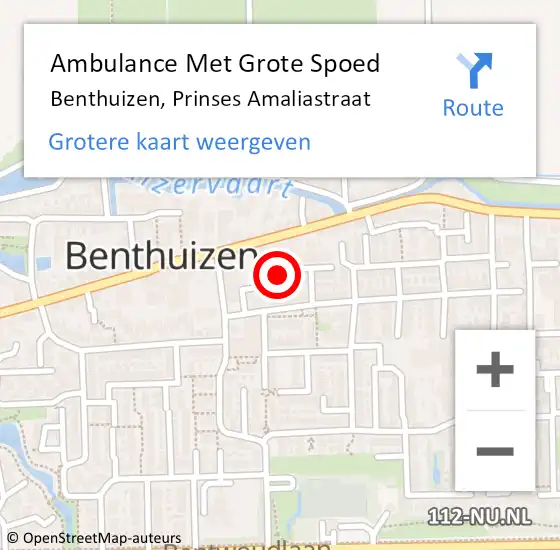 Locatie op kaart van de 112 melding: Ambulance Met Grote Spoed Naar Benthuizen, Prinses Amaliastraat op 10 april 2017 21:44