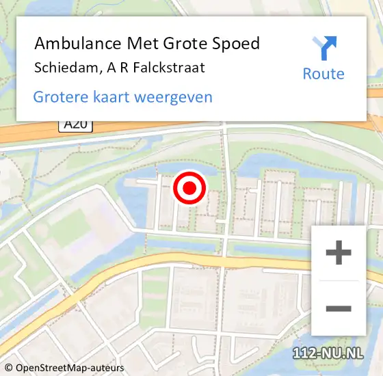 Locatie op kaart van de 112 melding: Ambulance Met Grote Spoed Naar Schiedam, A R Falckstraat op 10 april 2017 22:39