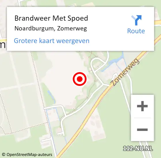 Locatie op kaart van de 112 melding: Brandweer Met Spoed Naar Noardburgum, Zomerweg op 10 april 2017 23:09