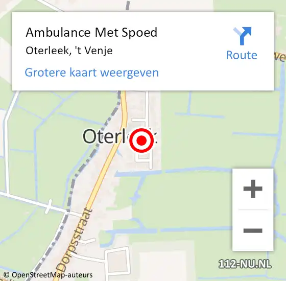 Locatie op kaart van de 112 melding: Ambulance Met Spoed Naar Oterleek, 't Venje op 11 april 2017 05:27