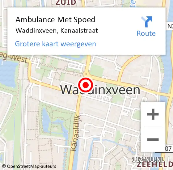 Locatie op kaart van de 112 melding: Ambulance Met Spoed Naar Waddinxveen, Kanaalstraat op 11 april 2017 05:40