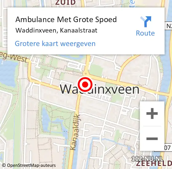 Locatie op kaart van de 112 melding: Ambulance Met Grote Spoed Naar Waddinxveen, Kanaalstraat op 11 april 2017 05:42