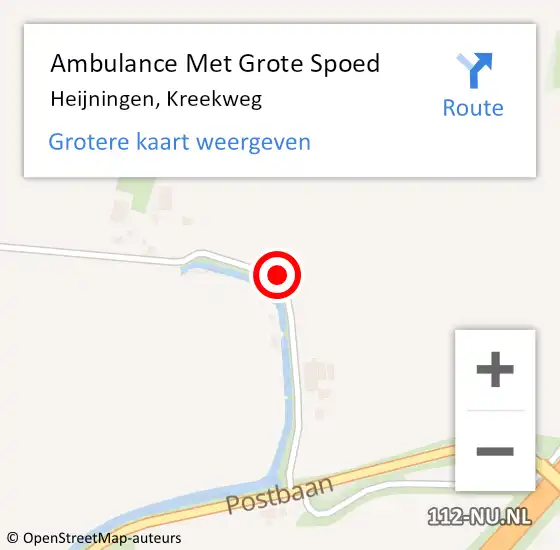 Locatie op kaart van de 112 melding: Ambulance Met Grote Spoed Naar Heijningen, Kreekweg op 11 april 2017 05:58