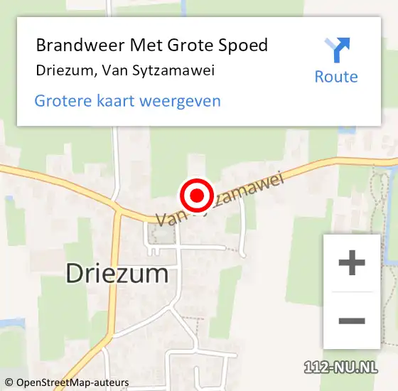 Locatie op kaart van de 112 melding: Brandweer Met Grote Spoed Naar Driezum, Van Sytzamawei op 11 april 2017 06:00