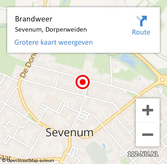 Locatie op kaart van de 112 melding: Brandweer Sevenum, Dorperweiden op 11 april 2017 07:18