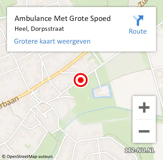 Locatie op kaart van de 112 melding: Ambulance Met Grote Spoed Naar Heel, Dorpsstraat op 11 april 2017 07:40