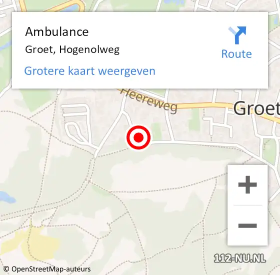 Locatie op kaart van de 112 melding: Ambulance Groet, Hogenolweg op 11 april 2017 08:17