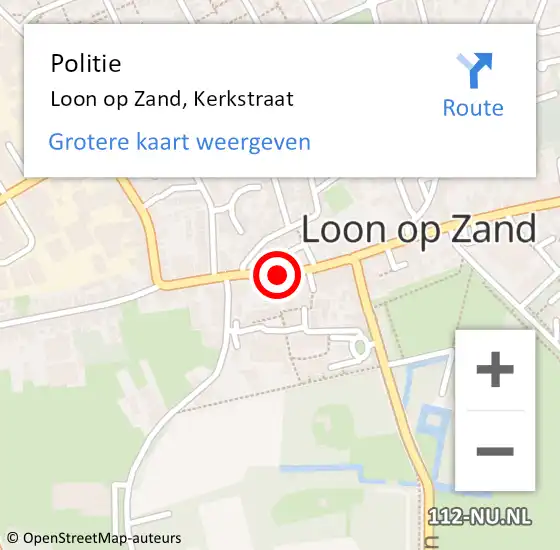 Locatie op kaart van de 112 melding: Politie Loon op Zand, Kerkstraat op 16 januari 2014 19:04