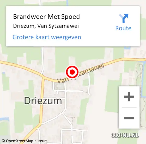 Locatie op kaart van de 112 melding: Brandweer Met Spoed Naar Driezum, Van Sytzamawei op 11 april 2017 08:40