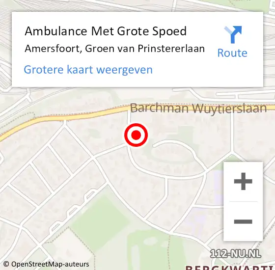 Locatie op kaart van de 112 melding: Ambulance Met Grote Spoed Naar Amersfoort, Groen van Prinstererlaan op 11 april 2017 08:44