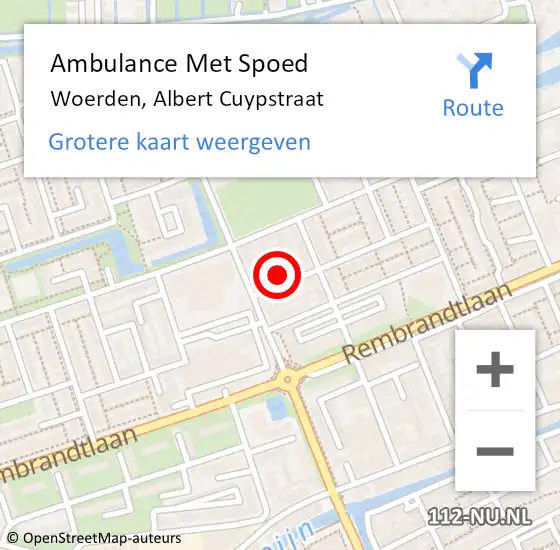 Locatie op kaart van de 112 melding: Ambulance Met Spoed Naar Woerden, Albert Cuypstraat op 11 april 2017 09:27