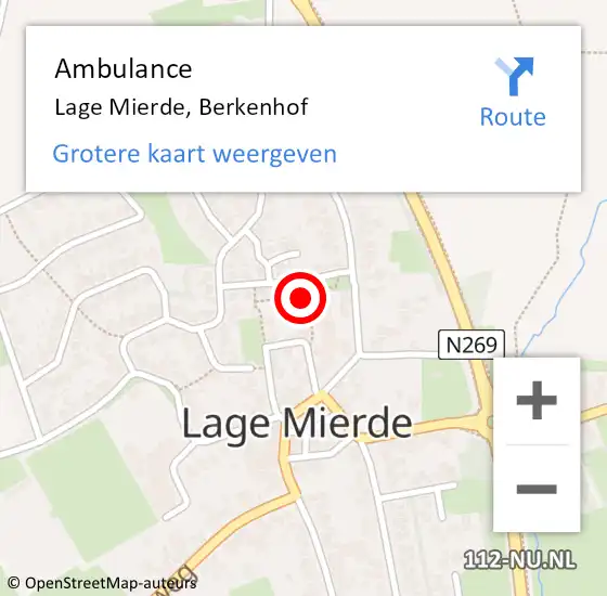 Locatie op kaart van de 112 melding: Ambulance Lage Mierde, Berkenhof op 11 april 2017 09:44