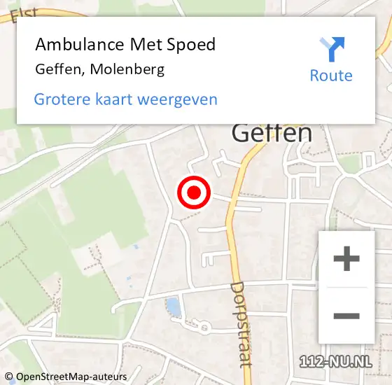 Locatie op kaart van de 112 melding: Ambulance Met Spoed Naar Geffen, Molenberg op 11 april 2017 10:00