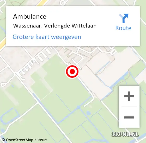 Locatie op kaart van de 112 melding: Ambulance Wassenaar, Verlengde Wittelaan op 11 april 2017 10:54