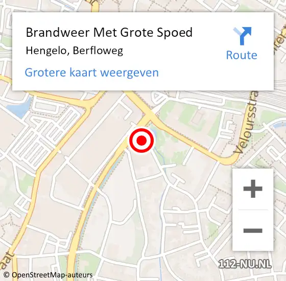 Locatie op kaart van de 112 melding: Brandweer Met Grote Spoed Naar Hengelo, Berfloweg op 11 april 2017 11:22