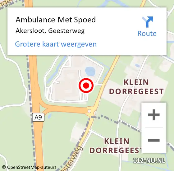 Locatie op kaart van de 112 melding: Ambulance Met Spoed Naar Akersloot, Geesterweg op 11 april 2017 11:38