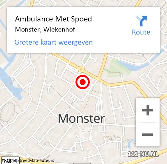 Locatie op kaart van de 112 melding: Ambulance Met Spoed Naar Monster, Wiekenhof op 11 april 2017 11:55