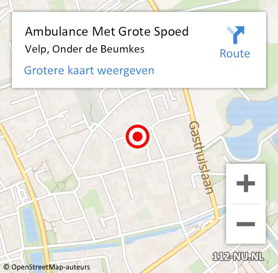 Locatie op kaart van de 112 melding: Ambulance Met Grote Spoed Naar Velp, Onder de Beumkes op 11 april 2017 12:00