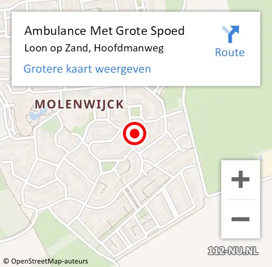Locatie op kaart van de 112 melding: Ambulance Met Grote Spoed Naar Loon op Zand, Hoofdmanweg op 11 april 2017 12:04