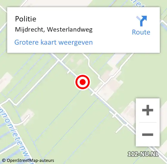 Locatie op kaart van de 112 melding: Politie Mijdrecht, Westerlandweg op 11 april 2017 12:07