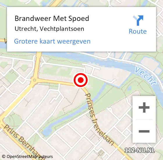 Locatie op kaart van de 112 melding: Brandweer Met Spoed Naar Utrecht, Vechtplantsoen op 16 januari 2014 19:42