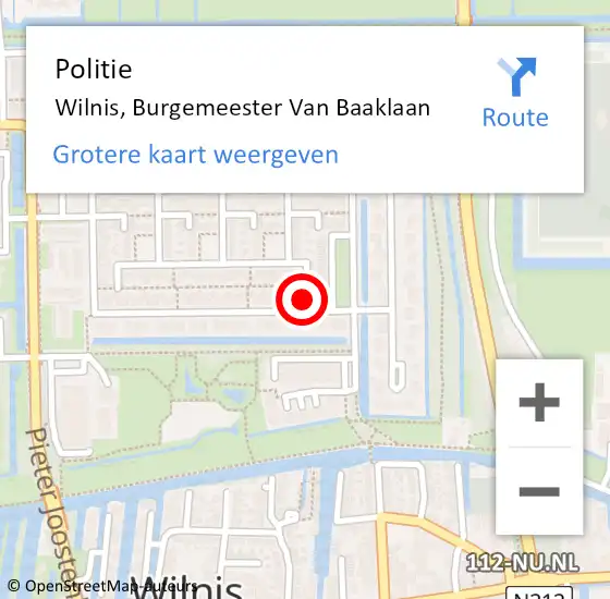 Locatie op kaart van de 112 melding: Politie Wilnis, Burgemeester Van Baaklaan op 11 april 2017 12:21