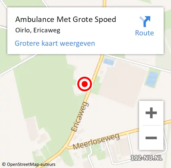 Locatie op kaart van de 112 melding: Ambulance Met Grote Spoed Naar Oirlo, Ericaweg op 11 april 2017 12:22