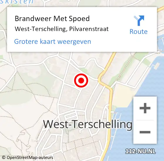 Locatie op kaart van de 112 melding: Brandweer Met Spoed Naar West-Terschelling, Pilvarenstraat op 11 april 2017 12:44