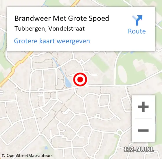 Locatie op kaart van de 112 melding: Brandweer Met Grote Spoed Naar Tubbergen, Vondelstraat op 11 april 2017 13:01