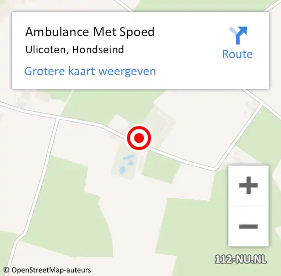 Locatie op kaart van de 112 melding: Ambulance Met Spoed Naar Ulicoten, Hondseind op 11 april 2017 13:02