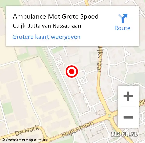 Locatie op kaart van de 112 melding: Ambulance Met Grote Spoed Naar Cuijk, Jutta van Nassaulaan op 11 april 2017 13:12