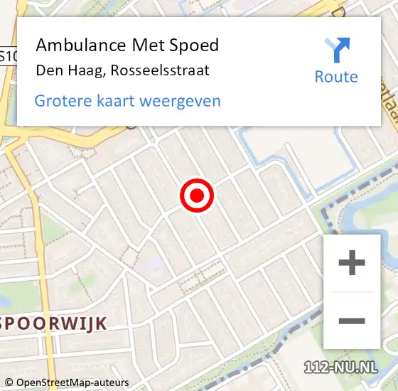 Locatie op kaart van de 112 melding: Ambulance Met Spoed Naar Den Haag, Rosseelsstraat op 11 april 2017 14:06
