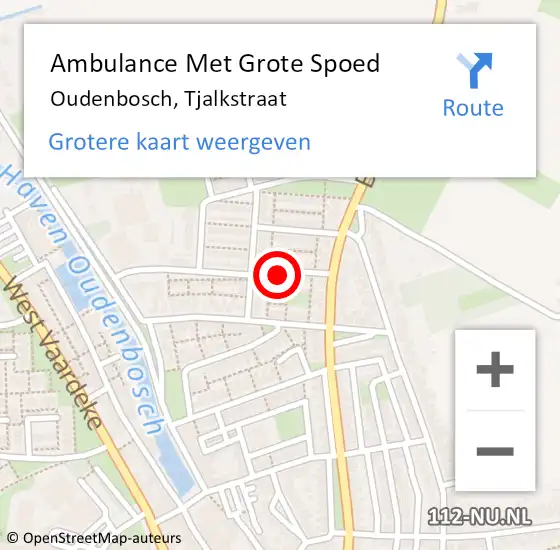 Locatie op kaart van de 112 melding: Ambulance Met Grote Spoed Naar Oudenbosch, Tjalkstraat op 11 april 2017 14:34