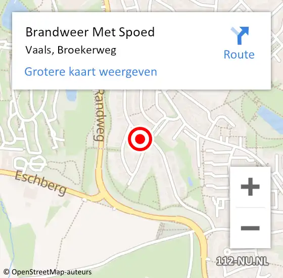 Locatie op kaart van de 112 melding: Brandweer Met Spoed Naar Vaals, Broekerweg op 11 april 2017 15:00