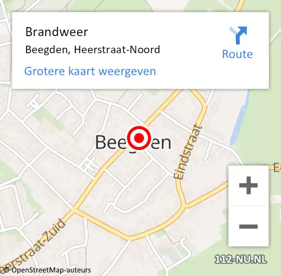 Locatie op kaart van de 112 melding: Brandweer Beegden, Heerstraat-Noord op 11 april 2017 15:22