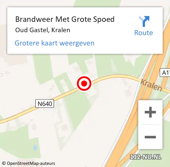 Locatie op kaart van de 112 melding: Brandweer Met Grote Spoed Naar Oud Gastel, Kralen op 11 april 2017 17:25