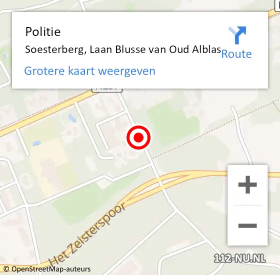 Locatie op kaart van de 112 melding: Politie Soesterberg, Laan Blusse van Oud Alblas op 11 april 2017 17:34