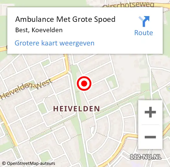 Locatie op kaart van de 112 melding: Ambulance Met Grote Spoed Naar Best, Koevelden op 11 april 2017 17:35