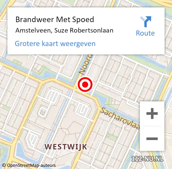 Locatie op kaart van de 112 melding: Brandweer Met Spoed Naar Amstelveen, Suze Robertsonlaan op 11 april 2017 18:35