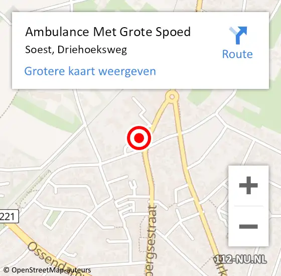 Locatie op kaart van de 112 melding: Ambulance Met Grote Spoed Naar Soest, Driehoeksweg op 11 april 2017 19:18