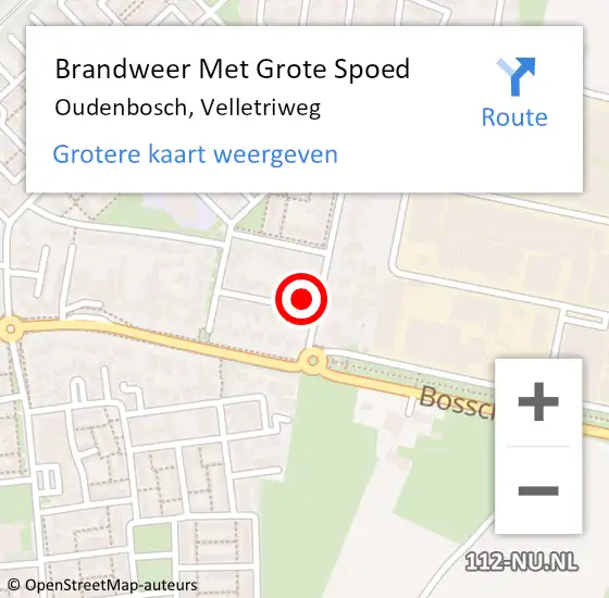 Locatie op kaart van de 112 melding: Brandweer Met Grote Spoed Naar Oudenbosch, Velletriweg op 11 april 2017 19:33