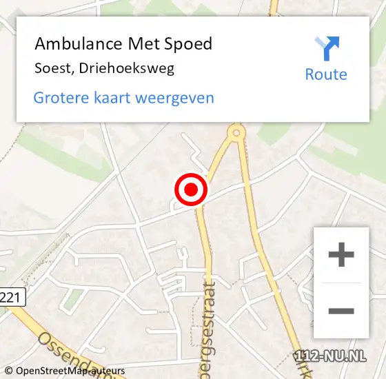 Locatie op kaart van de 112 melding: Ambulance Met Spoed Naar Soest, Driehoeksweg op 11 april 2017 19:37