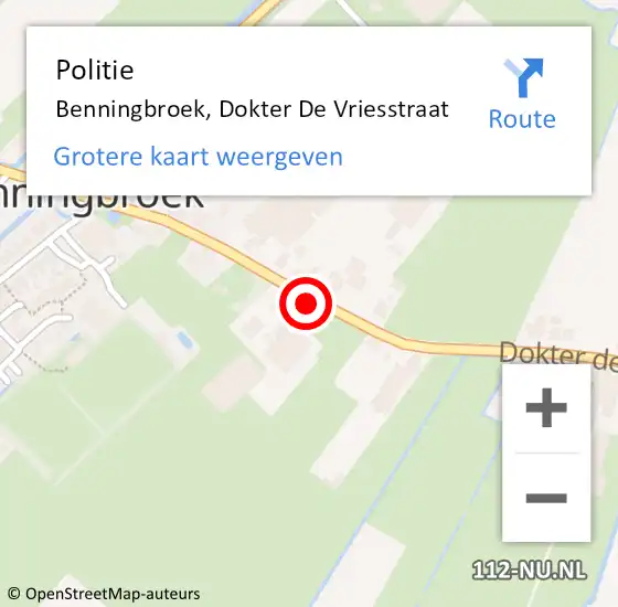 Locatie op kaart van de 112 melding: Politie Benningbroek, Dokter De Vriesstraat op 11 april 2017 19:48