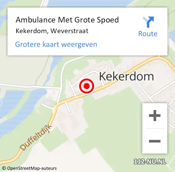 Locatie op kaart van de 112 melding: Ambulance Met Grote Spoed Naar Kekerdom, Weverstraat op 11 april 2017 20:43